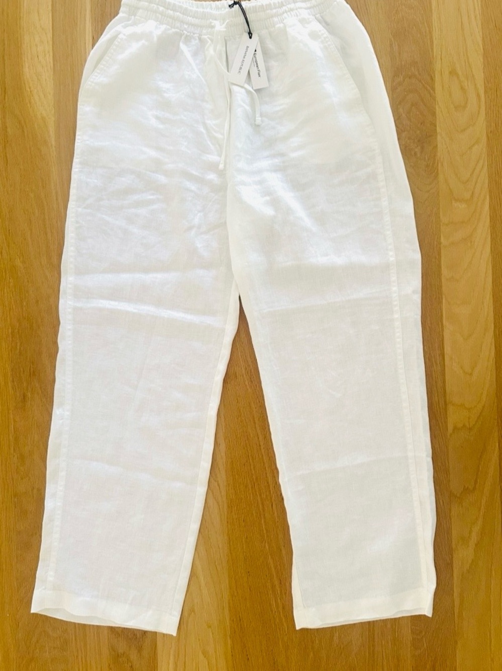 Banana Republic White Straight Leg Drawstring Pants - Picture 4 of 9